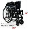 X-1 Lightweight Manual Wheelchair By ComfyGo Standard Edition Folded Dimensions