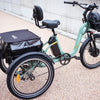 DWMEIGI Blazer Electric Trike on a Right Side Angle Showing the Seat and Rear Basket