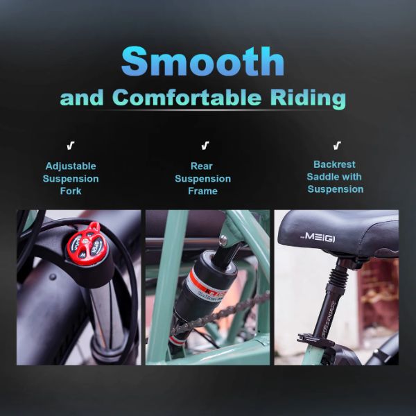Blazer Smooth and Comfortable Riding Devices includes Adjustable Suspension Fork, Rear Suspension Frame and Backrest Saddle with Suspension