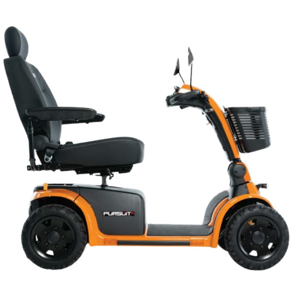 Pursuit 2 4-Wheel Mobility Scooter By Pride Mobility Orange color Side view