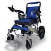ComfyGo IQ-7000 Remote Control Folding Electric Wheelchair Silver Blue Front Left Side View