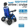 ComfyGo IQ-8000 Limited Edition Folding Power Wheelchair Blue Black Back Side View