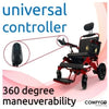 ComfyGo IQ-8000 Limited Edition Folding Power Wheelchair Red Black Joystick View
