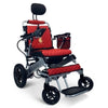 ComfyGo IQ-8000 Limited Edition Folding Power Wheelchair Silver Red Front Right Side View