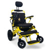 ComfyGo IQ-8000 Limited Edition Folding Power Wheelchair Yellow Black Front Right Side View