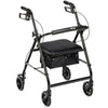 Drive Medical Folding Rollator Black Front Right Side View