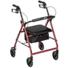 Drive Medical Folding Rollator Red Front Right Side View