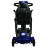 Enhance Mobility MOJO Automatic Folding Scooter Blue Unfolded Headlight View