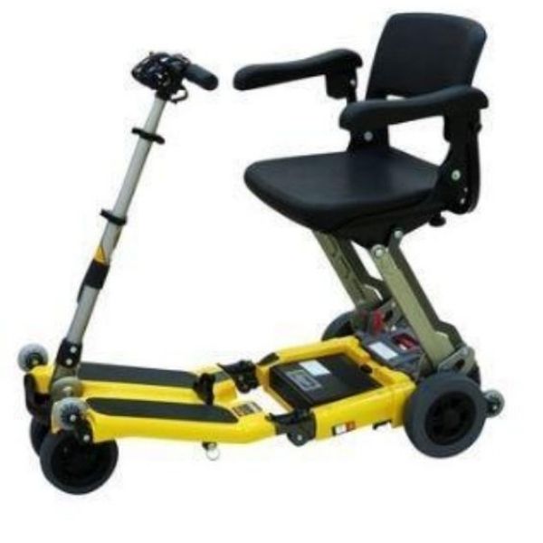 FreeRider USA Luggie Elite 4 Wheel Bariatric Foldable Travel Scooter Yellow Left View