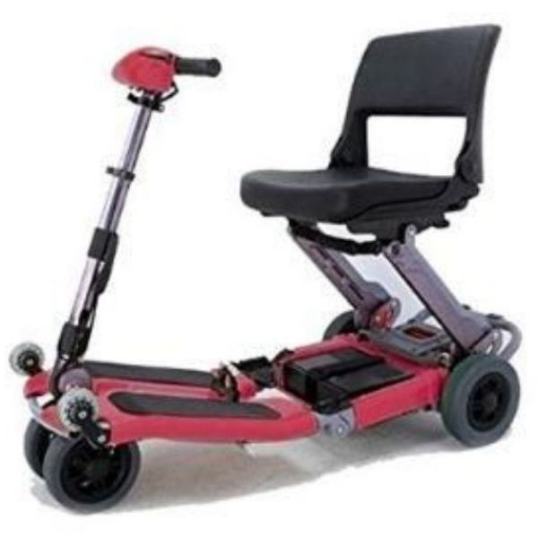 FreeRider USA Luggie Standard 4 Wheel Foldable Travel Scooter Red Front Side View