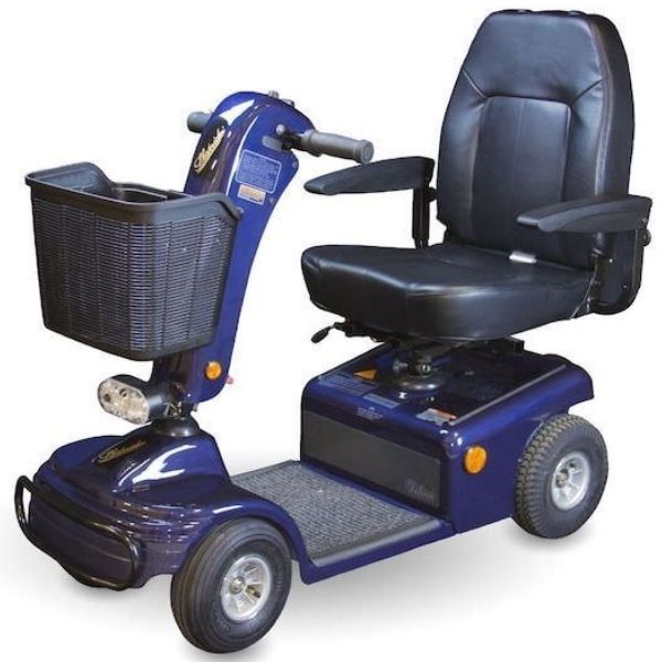 Shoprider Sunrunner Four Wheel Personal Travel Scooter Blue Front Left Side View