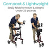 Vive Health Upright Rollator Walker Red Folded View