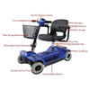 Zip’r 4 Wheel Travel Mobility Scooter Blue Features View