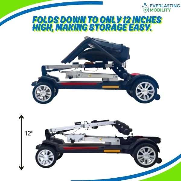 Golden Technologies Buzzaround Carry On Folding Mobility Scooter in Folding Position