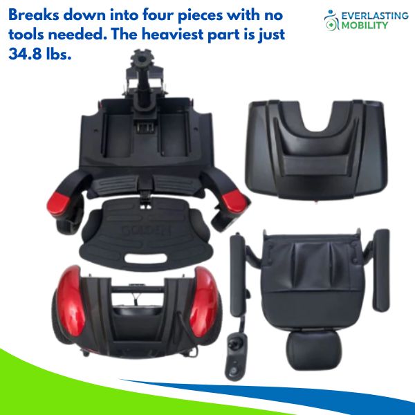 Golden Technologies BuzzAbout Power Chair Disassembled into Pieces
