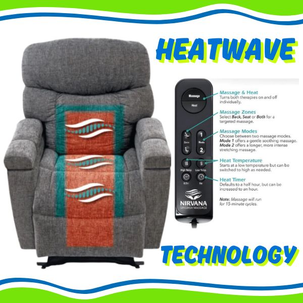 Golden Technologies Rhea with Twilight &amp; Nirvana Power Lift Chair with Heatwave Remote Control