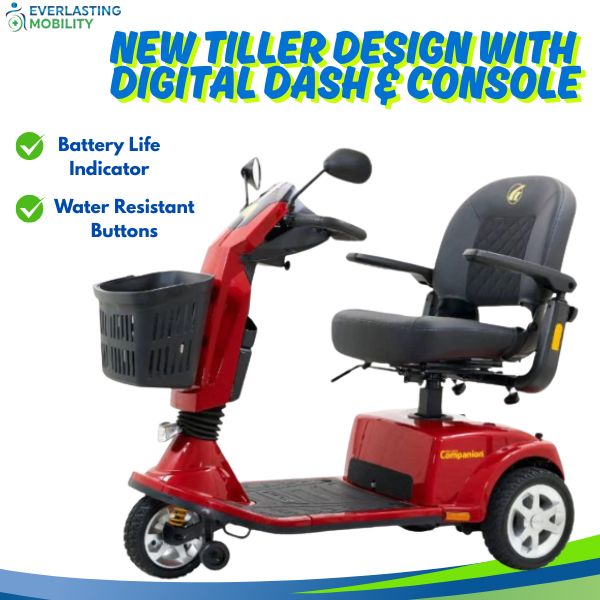 Golden Technologies Companion 3-Wheel Full Size Scooter Adjustable Tiller