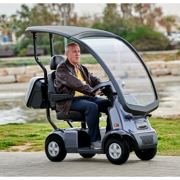 AFIKIM Afiscooter C4 All Terrain 4-Wheel Scooter With Hard Top Cover Blue Color