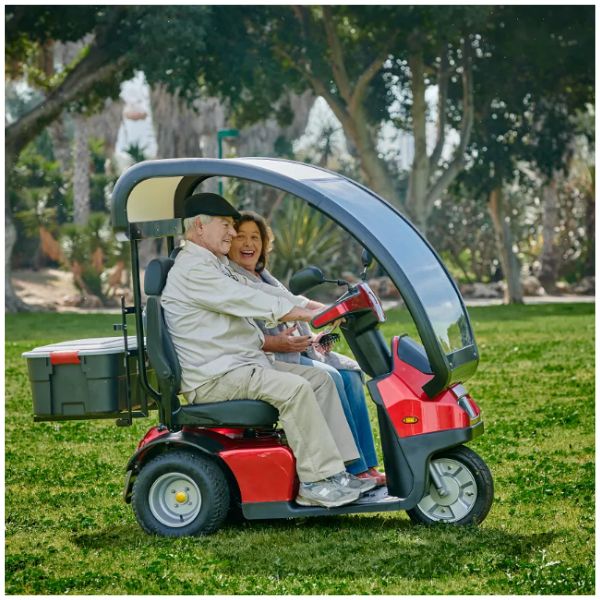 AFIKIM Afiscooter S3 3-Wheel Scooter With Hard Top Canopy Dual Seat Side view