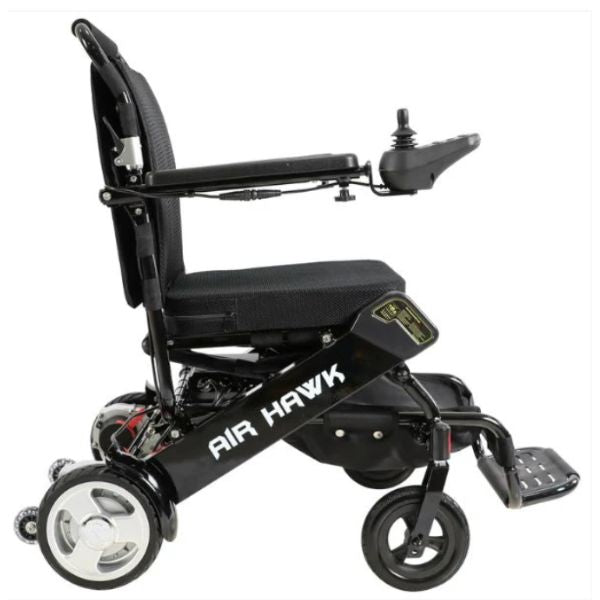 Air Hawk Folding Lightweight Powerchair Black Side View