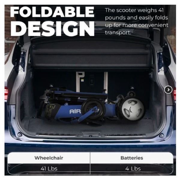 Air Hawk Folding Lightweight Powerchair Inside the Car Trunk