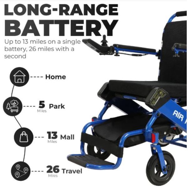 Air Hawk Folding Lightweight Powerchair Long-Range Battery