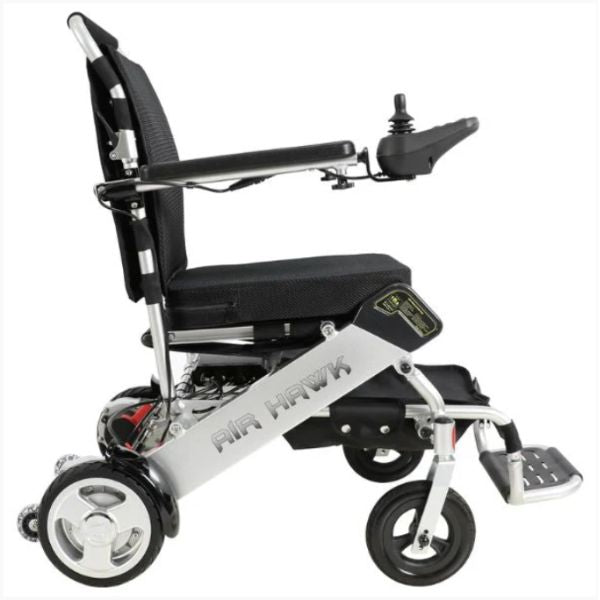 Air Hawk Folding Lightweight Powerchair White Side View