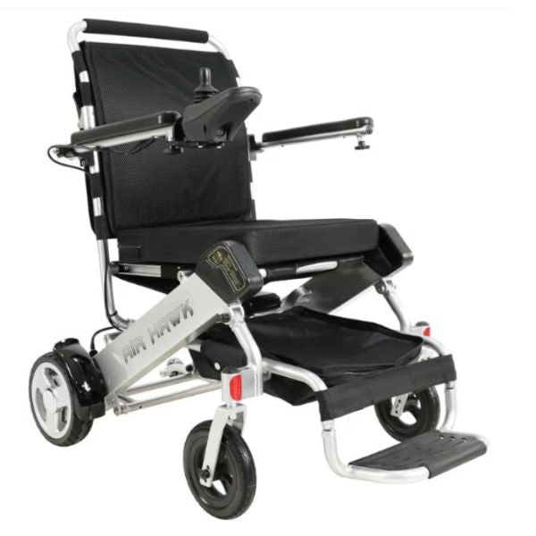 Air Hawk Folding Lightweight Powerchair White in Angle Right View