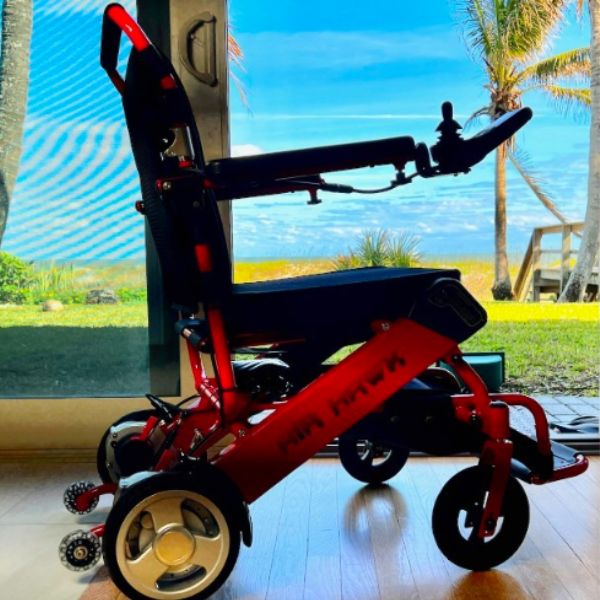 Air Hawk Folding Lightweight Powerchair Red Right Side View