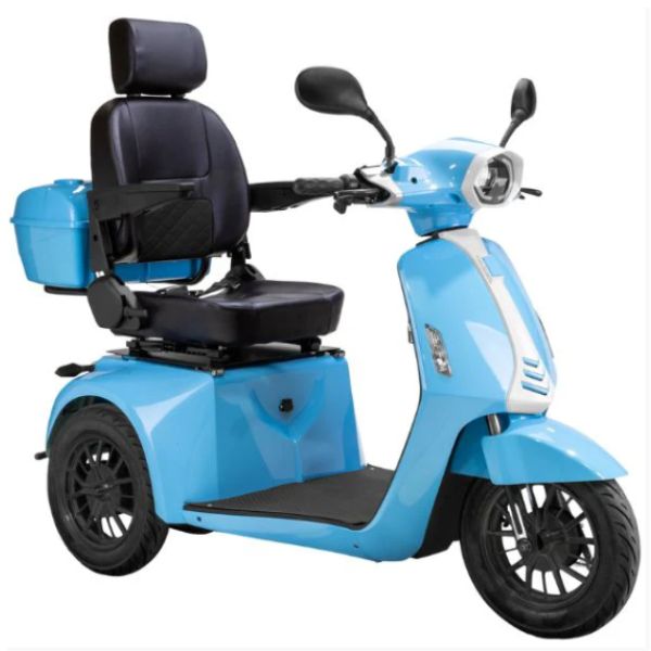 Bespoke Elite 3-wheel Heavy Duty Scooter in Blue with Black Seat and Black Rim