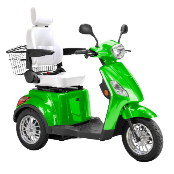 Bespoke Legacy 3-Wheel Mobility Scooter in Green with White Seat and White Wheel Rim