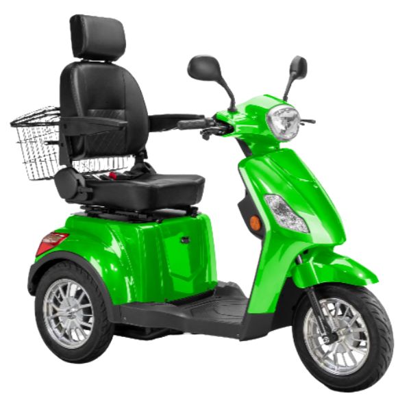 Bespoke Legacy 3-Wheel Mobility Scooter in Green with Black Seat and Chrome Wheel Rim