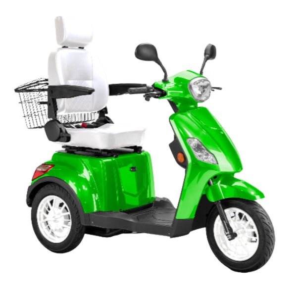 Bespoke Legacy 3-Wheel Mobility Scooter in Green with White Seat and White Wheel Rim