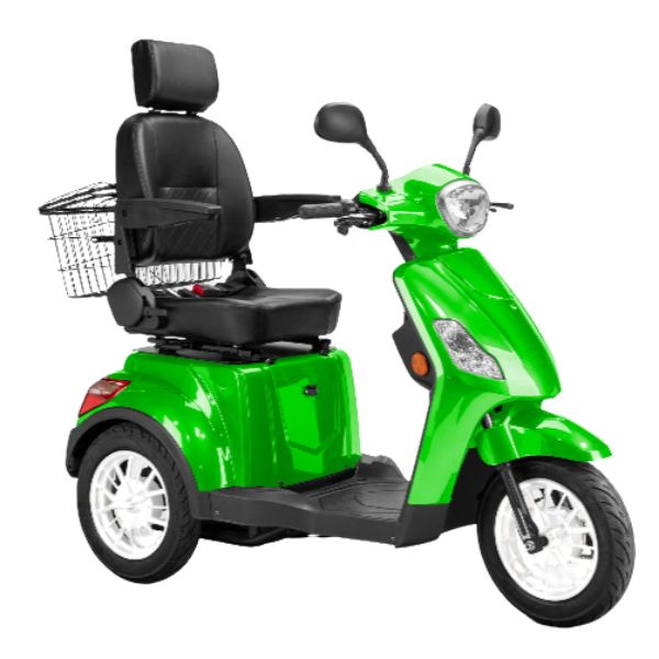 Bespoke Legacy 3-Wheel Mobility Scooter in Green with Black Seat and White Wheel Rim