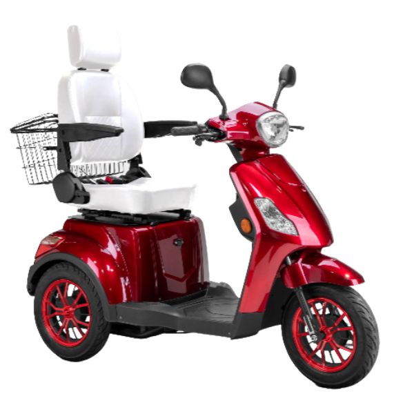 Bespoke Legacy 3-Wheel Mobility Scooter in Red with White Seat and Red Wheel Rim