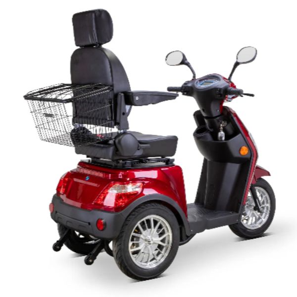Bespoke Legacy 3-Wheel Mobility Scooter in Red in Black Seat with Chrome Wheel Rim