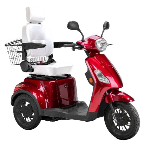 Bespoke Legacy 3-Wheel Mobility Scooter in Red with White Seat and Black Wheel Rim