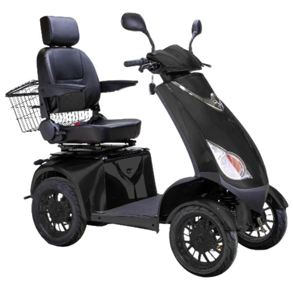 Bespoke Platinum All-Terrain Mobility Scooter in Black with Black Seat and Black Wheel Rim