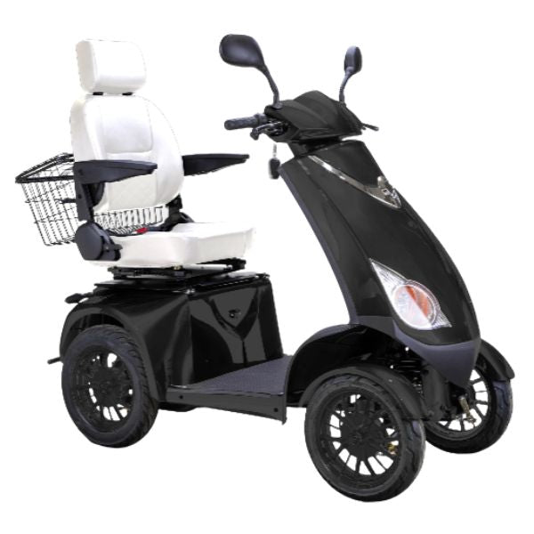 Bespoke Platinum All-Terrain Mobility Scooter in Blue with White Seat and Black Wheel Rim