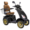 Bespoke Platinum All-Terrain Mobility Scooter in Black with Brown Seat and Gold Wheel Rim