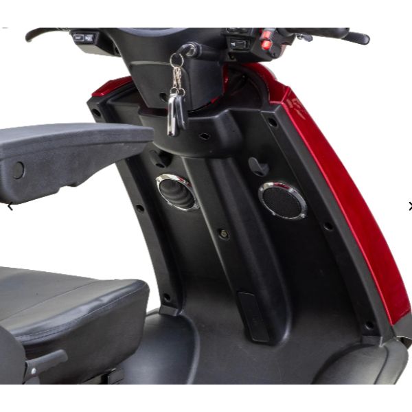 Bespoke Platinum All-Terrain Mobility Scooter in Red Showing the Key Ignition