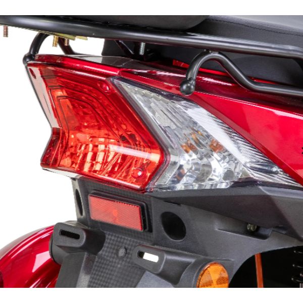 Bespoke Regal 3-Wheel Scooter in Red Showing the Tail Light