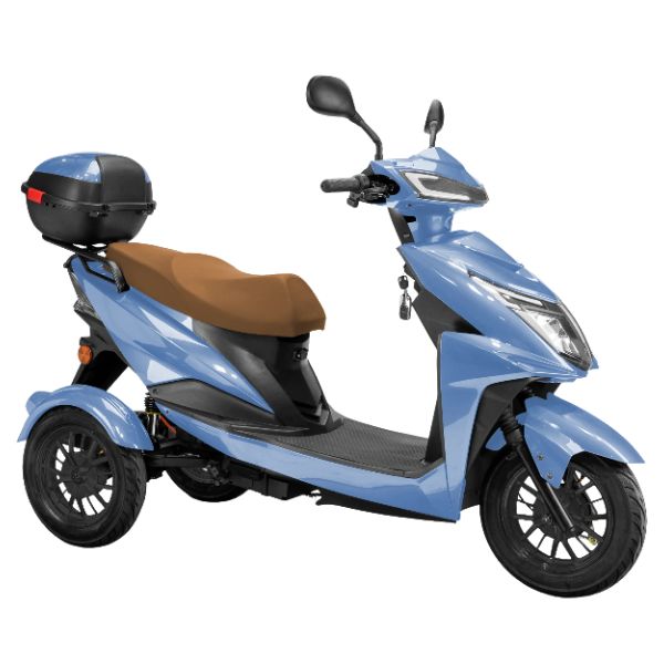 Bespoke Regal 3-Wheel Scooter in Blue with Brown Sea and Black Rim