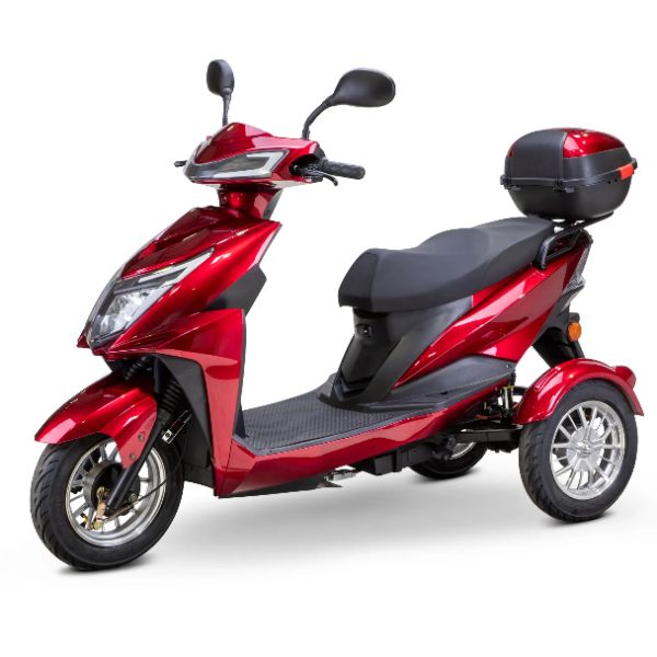 Bespoke Regal 3-Wheel Scooter in Red with Black Seat and Chrome Rim
