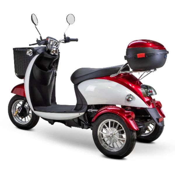 Bespoke Supreme Full Sized Mobility Scooter in Red with Black Seat and Chrome Wheel RIms