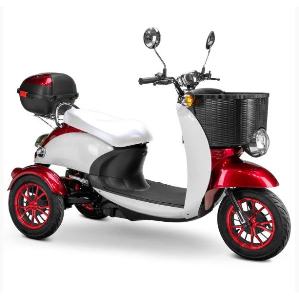 Bespoke Supreme Full Sized Mobility Scooter in Red with White Seat and Red Wheel RIms