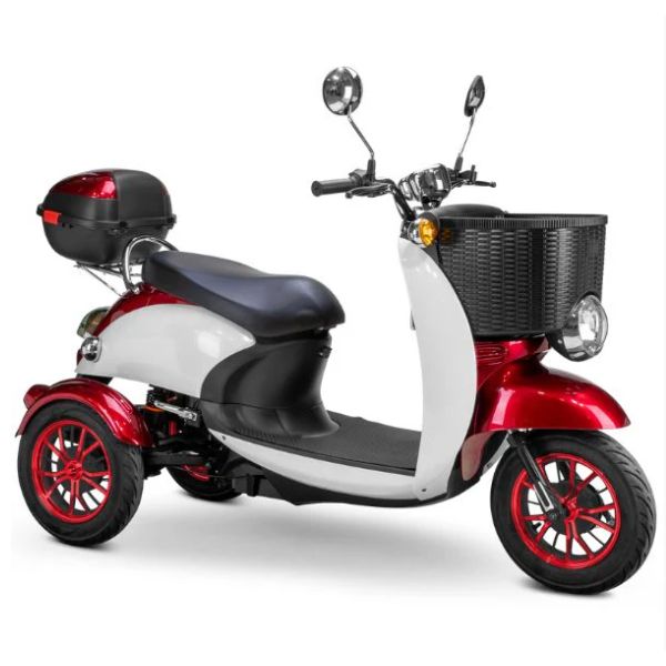 Bespoke Supreme Full Sized Mobility Scooter in Red with Black Seat and Red Wheel Rims