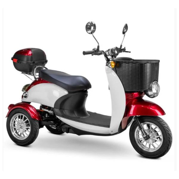 Bespoke Supreme Full Sized Mobility Scooter in Red with Black Seat and Chrome Wheel Rims