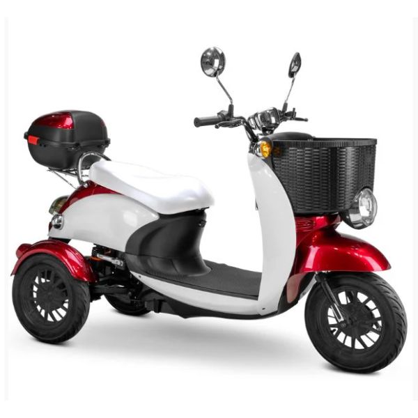 Bespoke Supreme Full Sized Mobility Scooter in Red with White Seat and Black heel Rims