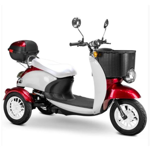 Bespoke Supreme Full Sized Mobility Scooter in Red with White Seat and White Wheel Rims